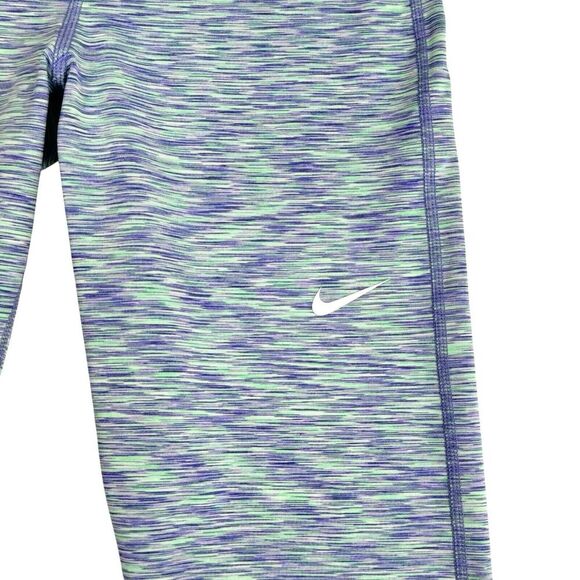 Nike Pro Women's Crop Leggings S Mint Purple Heather Training Gym Yoga Running - Picture 4 of 13